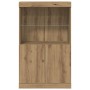 Buffet con luces LED Roble Artesanal 60x37x100 cm de , Aparadores - Ref: Foro24-863034, Precio: 86,20 €, Descuento: -5%%