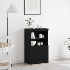 aparador con luces LED roble negro 60x37x100 cm de , Aparadores - Ref: Foro24-863035, Precio: 92,65 €, Descuento: %