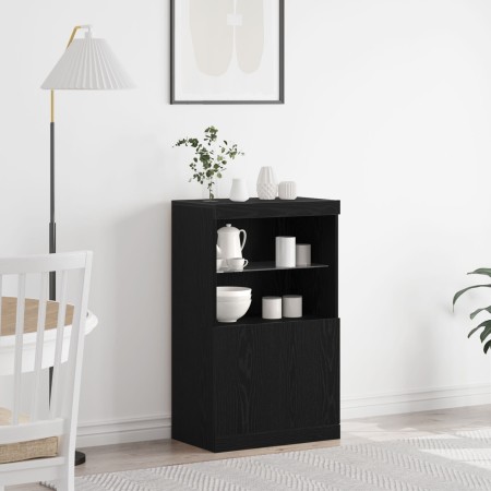 aparador con luces LED roble negro 60x37x100 cm de , Aparadores - Ref: Foro24-863035, Precio: 92,65 €, Descuento: %