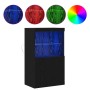 aparador con luces LED roble negro 60x37x100 cm de , Aparadores - Ref: Foro24-863035, Precio: 92,65 €, Descuento: %