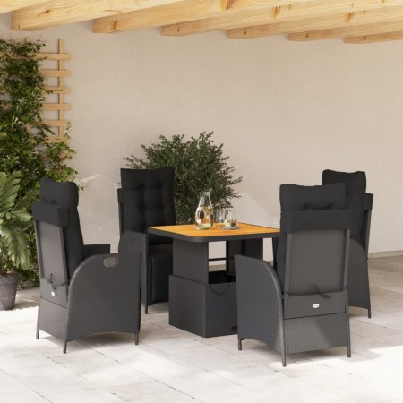 Set de muebles jardín 5 pzas con cojines ratán sintético negro en Conjuntos de jardín | Comprar online en Foru.es
