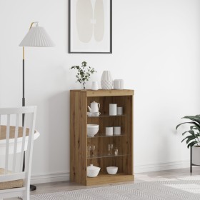 Sideboard con Luces LED de de Roble Artesano 60,5x37x100 cm de , Aparadores - Ref: Foro24-863046, Precio: 81,42 €, Descuento: %