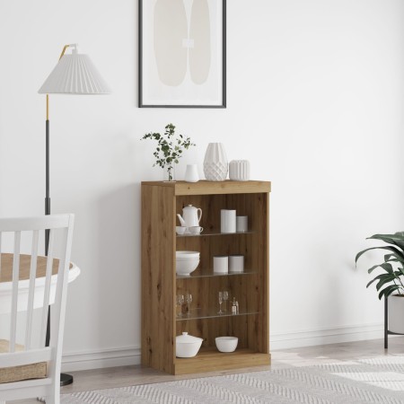 Sideboard con Luces LED de de Roble Artesano 60,5x37x100 cm de , Aparadores - Ref: Foro24-863046, Precio: 81,42 €, Descuento: %