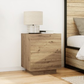 Cabinet de Noche con Luces LED Madera de Roble 45x40x55 cm de , Mesitas de noche - Ref: Foro24-863059, Precio: 79,38 €, Descu...