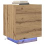 Cabinet de Noche con Luces LED Madera de Roble 45x40x55 cm de , Mesitas de noche - Ref: Foro24-863059, Precio: 79,38 €, Descu...
