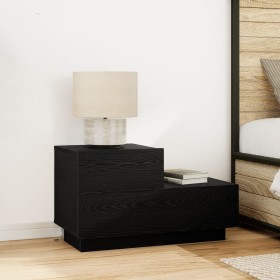 Mesita de Noche con Luces LED Roble Negro 70x36x40.5 cm de , Mesitas de noche - Ref: Foro24-863065, Precio: 86,22 €, Descuent...