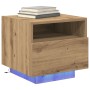 Cabinet de Cama con Luces LED Roble Artesano 40x39x37 cm de , Mesitas de noche - Ref: Foro24-863068, Precio: 60,29 €, Descuen...