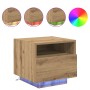 Cabinet de Cama con Luces LED Roble Artesano 40x39x37 cm de , Mesitas de noche - Ref: Foro24-863068, Precio: 60,29 €, Descuen...