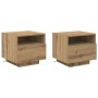 Mesas de Noche con Luces LED 2 pcs Roble Artesanal 40x39x37 cm de , Mesitas de noche - Ref: Foro24-863069, Precio: 105,67 €, ...