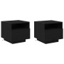 Armarios de Noche con Luces LED 2 pcs Negro Roble 40x39x37 cm de , Mesitas de noche - Ref: Foro24-863071, Precio: 112,24 €, D...