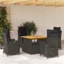 Set de muebles jardín 5 pzas con cojines ratán sintético negro en Conjuntos de jardín | Comprar online en Foru.es