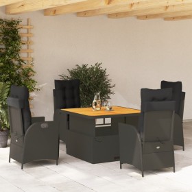 Set de muebles jardín 5 pzas con cojines ratán sintético negro en Conjuntos de jardín | Comprar online en Foru.es