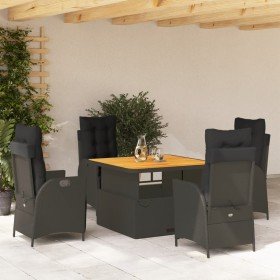Set de muebles jardín 5 pzas con cojines ratán sintético negro en Conjuntos de jardín | Comprar online en Foru.es