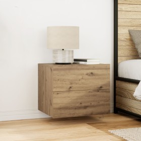 Cabinet de Noche con LED Montado en la Pared Roble Artesanal 50x39x41 cm de , Mesitas de noche - Ref: Foro24-863074, Precio: ...