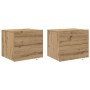 Mesitas de noche con luces LED montadas en la pared 2 pcs Roble Artesanal de , Mesitas de noche - Ref: Foro24-863075, Precio:...