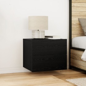 Cabinet de Noche con LED Montado en la Pared Roble Negro 50x39x41 cm de , Mesitas de noche - Ref: Foro24-863076, Precio: 67,7...