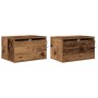 gabinetes de noche con luces LED 2 pcs montados en la pared de madera vieja de , Mesitas de noche - Ref: Foro24-863079, Preci...