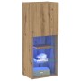 Aparador para TV con luces LED en roble artesanal 40,5x30x102 cm de , Muebles TV - Ref: Foro24-863088, Precio: 69,87 €, Descu...