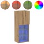 Aparador para TV con luces LED en roble artesanal 40,5x30x102 cm de , Muebles TV - Ref: Foro24-863088, Precio: 69,87 €, Descu...