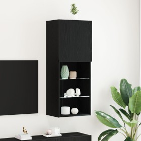 Gabinete de TV con luces LED Negro Roble 40,5x30x102 cm de , Muebles TV - Ref: Foro24-863089, Precio: 73,74 €, Descuento: -5%%
