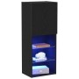 Gabinete de TV con luces LED Negro Roble 40,5x30x102 cm de , Muebles TV - Ref: Foro24-863089, Precio: 73,74 €, Descuento: -5%%