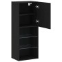 Gabinete de TV con luces LED Negro Roble 40,5x30x102 cm de , Muebles TV - Ref: Foro24-863089, Precio: 73,74 €, Descuento: -5%%