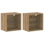 Estante flotante 2 pcs roble artesanal 40x28.5x40 cm madera elaborada de , Armarios y almacenamiento - Ref: Foro24-863093, Pr...
