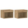 Gabinetes de Pared con Luces LED 2 pcs Roble Artesanal 40x30x30 cm de , Muebles TV - Ref: Foro24-863101, Precio: 54,50 €, Des...