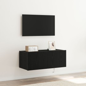 Gabinete de TV con luces LED Negro Roble 80x35x31 cm de , Muebles TV - Ref: Foro24-863108, Precio: 67,64 €, Descuento: %