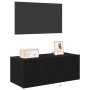 Gabinete de TV con luces LED Negro Roble 80x35x31 cm de , Muebles TV - Ref: Foro24-863108, Precio: 67,64 €, Descuento: %