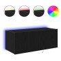 Gabinete de TV con luces LED Negro Roble 80x35x31 cm de , Muebles TV - Ref: Foro24-863108, Precio: 67,64 €, Descuento: %