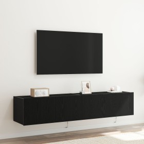Gabinetes de pared para TV con luces LED 2 piezas Roble Negro 80x35x31 cm de , Muebles TV - Ref: Foro24-863109, Precio: 125,3...