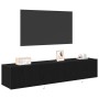 Gabinetes de pared para TV con luces LED 2 piezas Roble Negro 80x35x31 cm de , Muebles TV - Ref: Foro24-863109, Precio: 125,3...