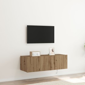 Armario de TV con luces LED roble artesano 100x35x31 cm de , Muebles TV - Ref: Foro24-863111, Precio: 79,03 €, Descuento: -5%%