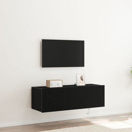 Cabinet de pared para TV con luces LED Negro Roble 100x35x31 cm de , Muebles TV - Ref: Foro24-863112, Precio: 83,83 €, Descue...
