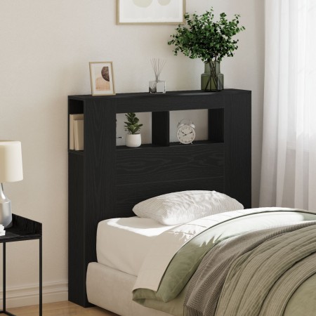Cabecera de Almacenamiento con Luces LED Roble Negro 100x18,5x103,5 cm de , Cabeceros y pies de cama - Ref: Foro24-863113, Pr...