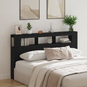 Cabezal de Almacenamiento con Luces LED Roble Negro 180x18,5x103,5 cm de , Cabeceros y pies de cama - Ref: Foro24-863115, Pre...