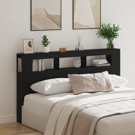 Cabezal de Almacenamiento con Luces LED Roble Negro 180x18,5x103,5 cm de , Cabeceros y pies de cama - Ref: Foro24-863115, Pre...