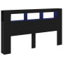Cabezal de Almacenamiento con Luces LED Roble Negro 180x18,5x103,5 cm de , Cabeceros y pies de cama - Ref: Foro24-863115, Pre...