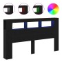 Cabezal de Almacenamiento con Luces LED Roble Negro 180x18,5x103,5 cm de , Cabeceros y pies de cama - Ref: Foro24-863115, Pre...