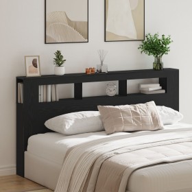Cabecero de Almacenamiento con Luces LED Roble Negro 200x18,5x103,5 cm de , Cabeceros y pies de cama - Ref: Foro24-863116, Pr...