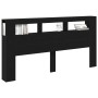 Cabecero de Almacenamiento con Luces LED Roble Negro 200x18,5x103,5 cm de , Cabeceros y pies de cama - Ref: Foro24-863116, Pr...