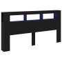 Cabecero de Almacenamiento con Luces LED Roble Negro 200x18,5x103,5 cm de , Cabeceros y pies de cama - Ref: Foro24-863116, Pr...