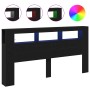 Cabecero de Almacenamiento con Luces LED Roble Negro 200x18,5x103,5 cm de , Cabeceros y pies de cama - Ref: Foro24-863116, Pr...