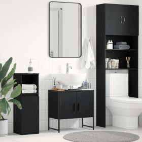 Gabinete de Fregadero de Baño Roble Negro 60x33x60 cm Madera de Calidad de , Tocadores de baño - Ref: Foro24-863120, Precio: ...