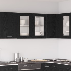 Gabinete de vidrio colgante negro de 80x31x60 cm hecho de madera elaborada de , Armarios de cocina - Ref: Foro24-863147, Prec...
