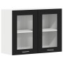Gabinete de vidrio colgante negro de 80x31x60 cm hecho de madera elaborada de , Armarios de cocina - Ref: Foro24-863147, Prec...