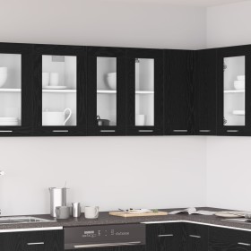 Gabinete de vidrio colgante en roble negro - 60x31x60 cm de , Armarios de cocina - Ref: Foro24-863152, Precio: 60,48 €, Descu...