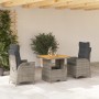 Set comedor de jardín 3 piezas con cojines ratán sintético gris en Conjuntos de jardín | Comprar online en Foru.es