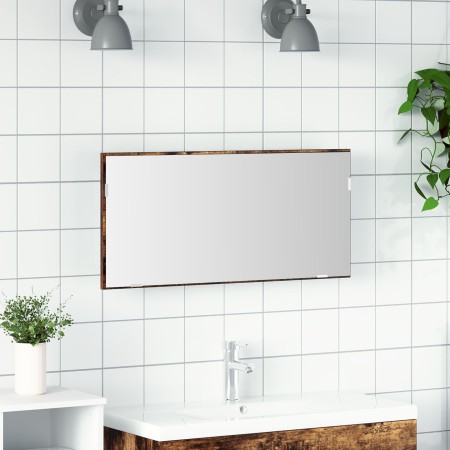 Cabinet de Espejo de Baño con Luz LED Roble Ahumado 80x37 cm de , Tocadores de baño - Ref: Foro24-863303, Precio: 62,39 €, De...